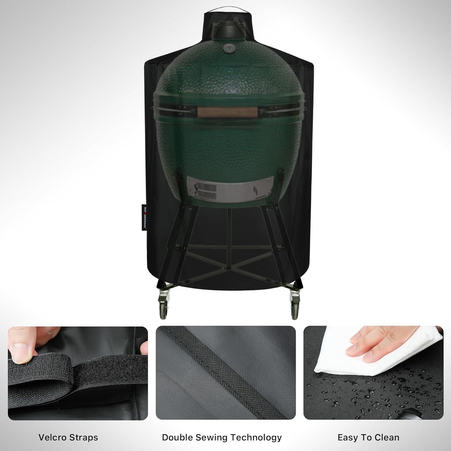 Suphomeware BBQ Grill Cover for Large Green Egg, Waterproof Resistant and Heavy Duty Smoker Barbecue Cover