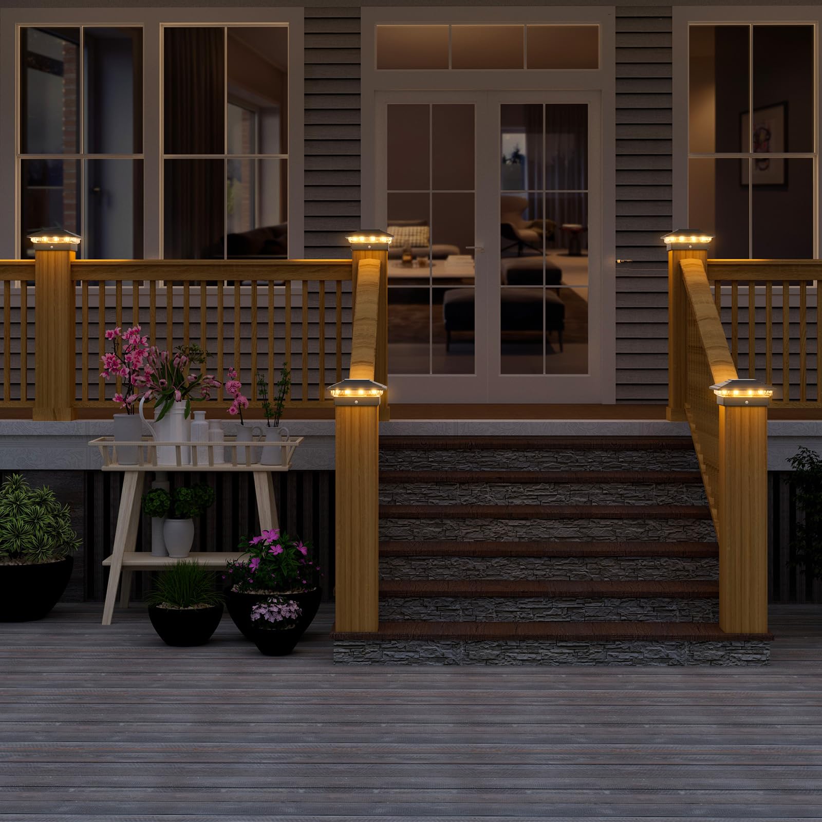 VOLISUN Solar Post Cap Lights, IP64 Waterproof Solar Powered Deck and