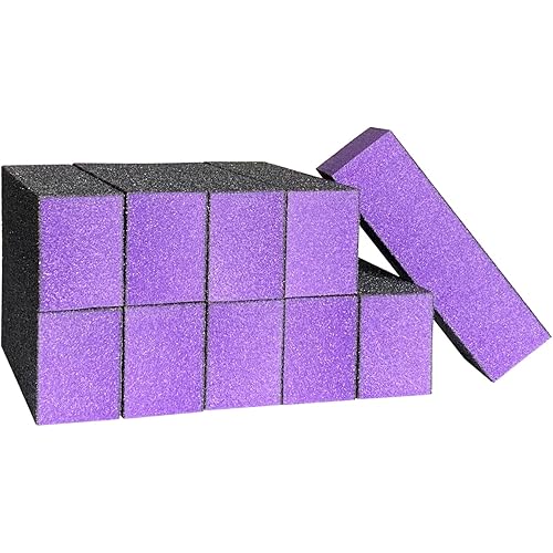 HeeYaa 10 Pcs Nail Buffer Sanding Block Polisher Buffing File 100/180 Grit 3 Sides Nail Files Art Pedicure Manicure File(Black Purple)
