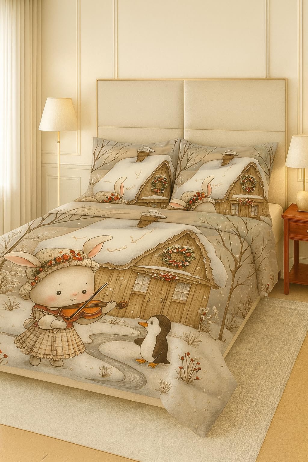 PRISCILLA 7D Digital Print Queen Size Cotton Bedsheet | 300 TC | 180 GSM Soft & Durable Fabric | Kids Design | Machine Washable with Attractive Packaging (Magical, 90x100 Inches)