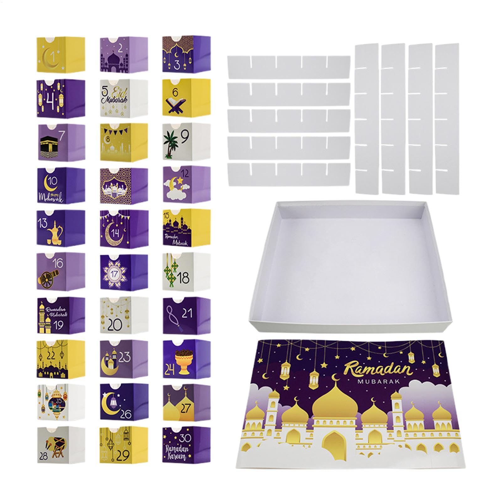 Advent Calendars with Drawers, 30 Empty Boxes Fillable Eid Countdown Calendar, Eid Coutdown Calendar Fillable Box,Cardboard Number Storage Box