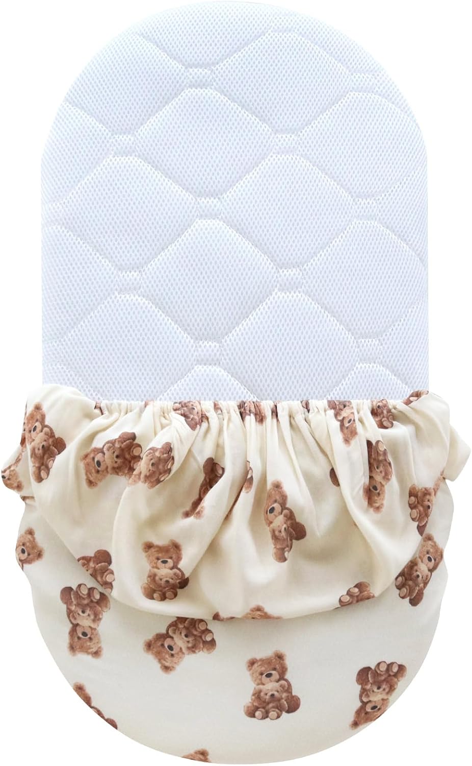 LifeTree Muslin Bassinet Sheets Unisex, Soft Breathable Fitted Baby Bassinet Sheets, 1 Pack for Standard Bassinet for Baby Boys Girls, 70% Viscose from Bamboo + 30% Cotton, Bear Pattern, 32" x 16"