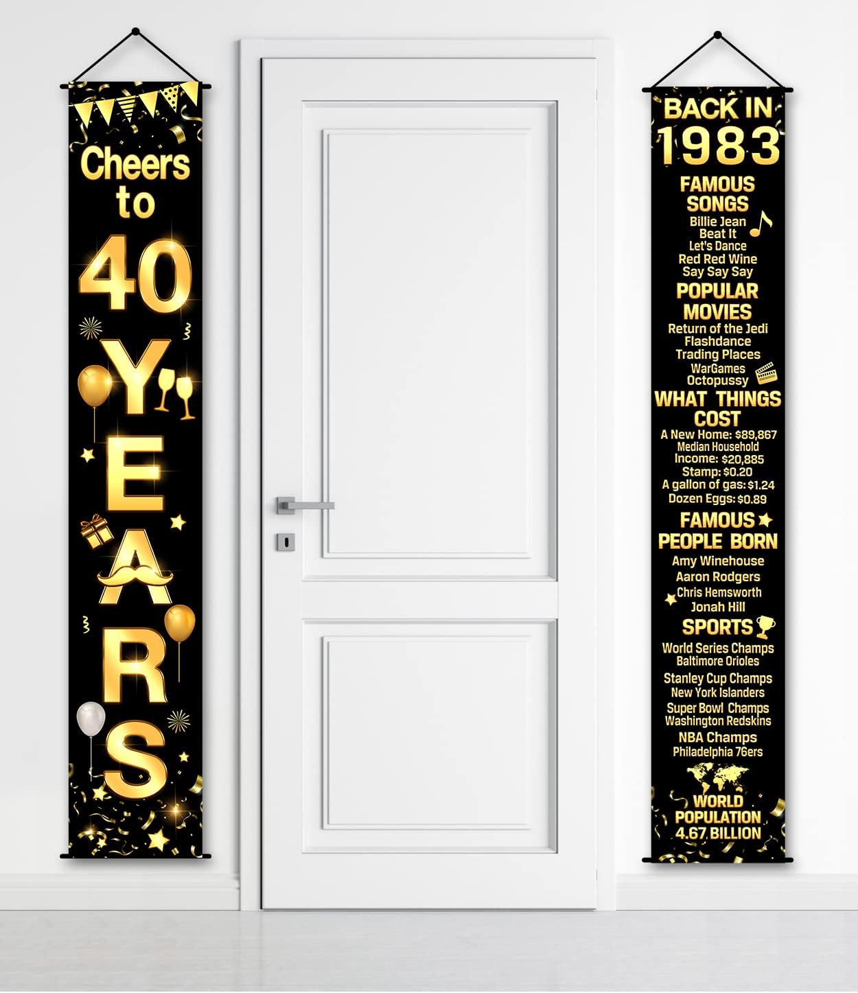 40th Birthday Party Decorations Cheers to 40 Years Banner Party Decorations Welcome Porch Sign for Years Birthday Supplies (40th-1983)