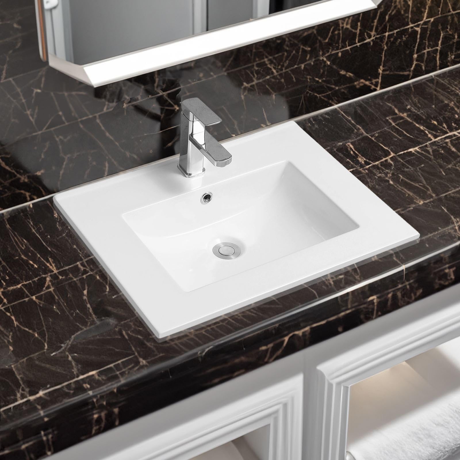 Limoge 4001A Ceramic 60Cm X 45Cm Thin-Edge Inset Basin With Scooped Bowl from B&Q