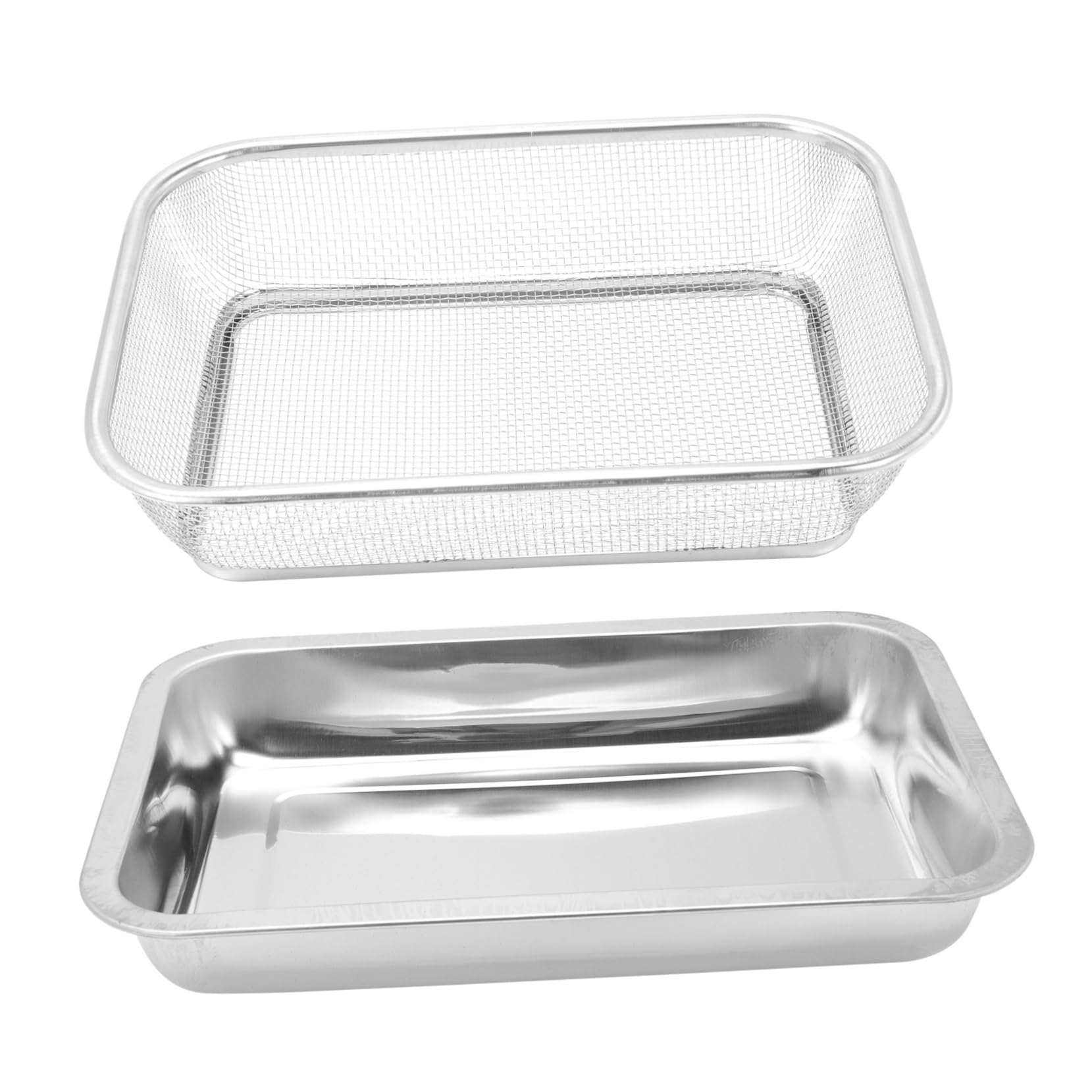 TOPPERFUN Stainless Steel Drain Rack Baking Sheet Oil Strainer Big Plate and Cooling Rack for Efficient Oil Water Drainage Random Style