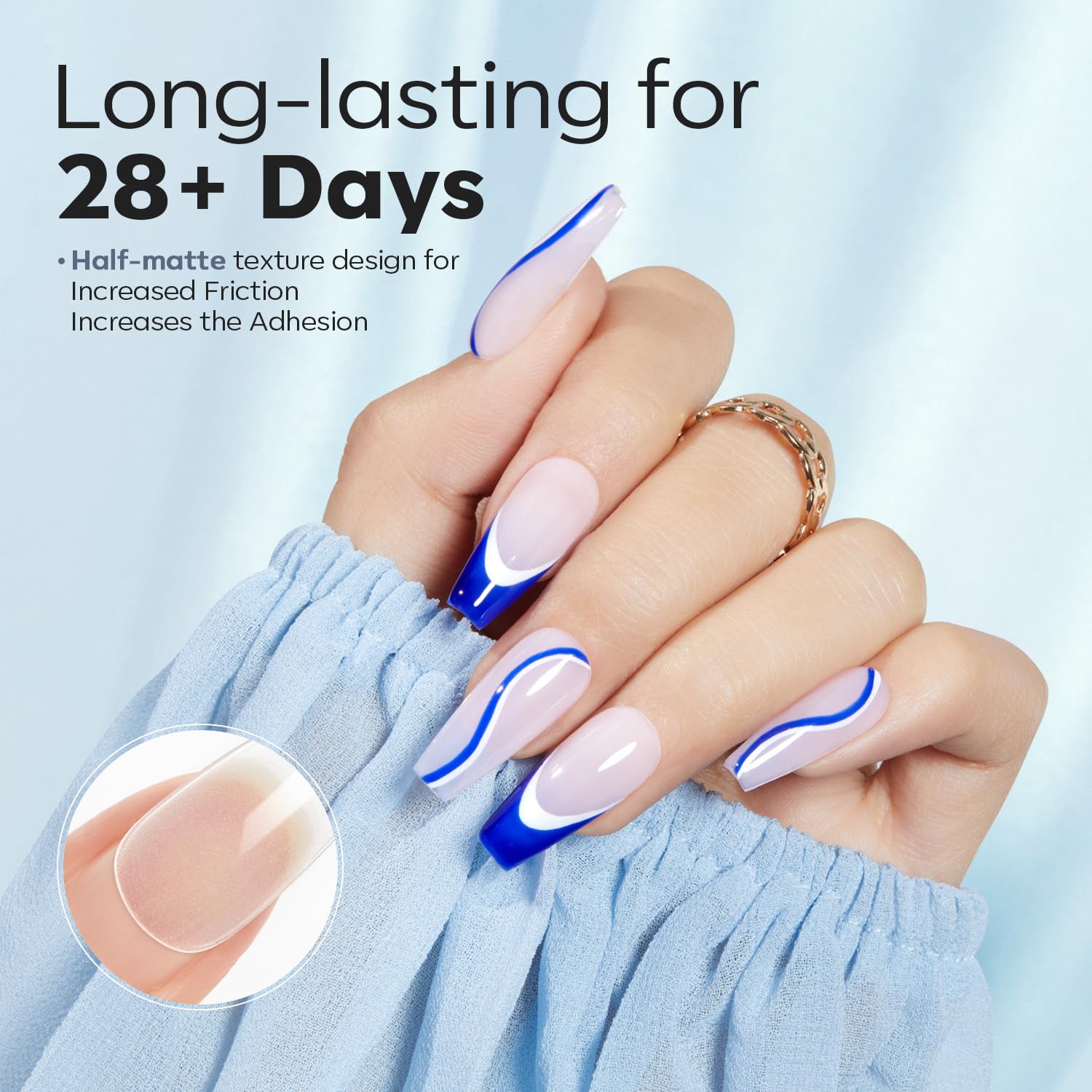 Modelones Medium Coffin Nail Tips -510Pcs Medium Nail Tips for Gel Extensions Half Matte Full Cover Clear Acrylic Gel Kit False Press on Nails Manicure Salon DIY at Home 15 Sizes - Image 3