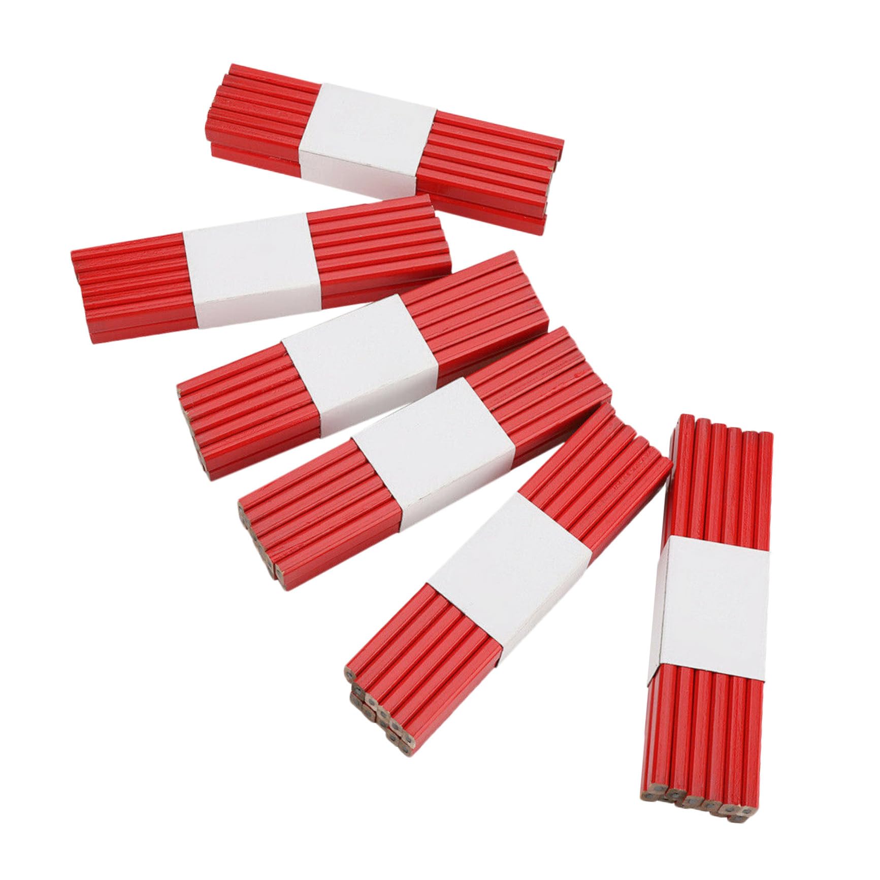 YARNOW Crayons de Charpentier Octogonaux en Bois, Lot de 72, Rouge
