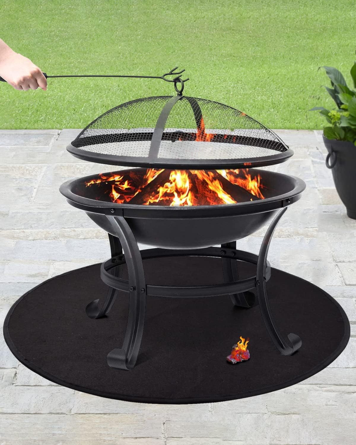 Fire Pit Mat Under Grill Mat, 30 Inches Grill Mats for Outdoor Grill Deck Protector, Fireproof Mat BBQ Mat for Under BBQ, Heat Resistant Fire Mat for Fire Pit, Grill Floor Mat Protect Deck Patio