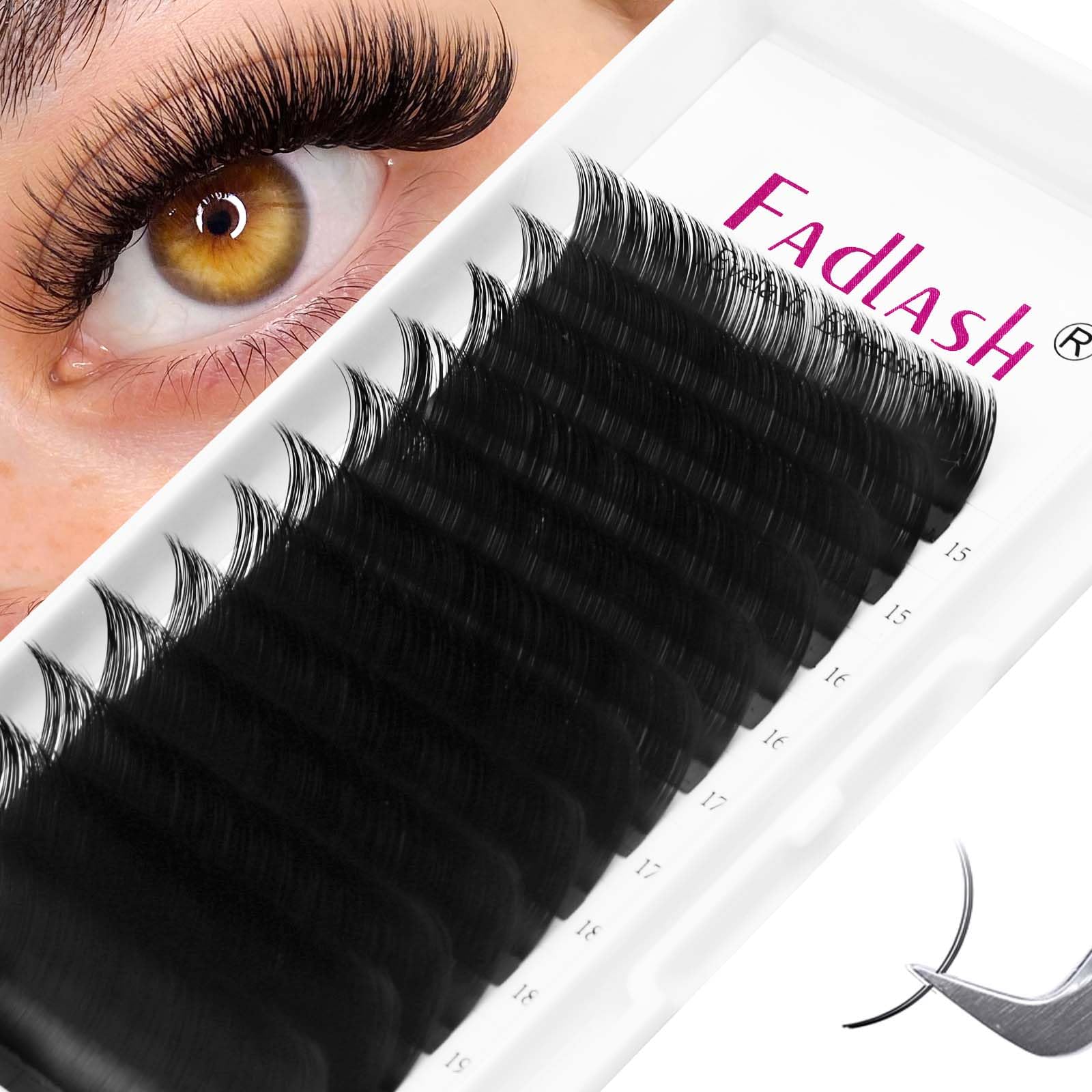 Lash Extension D Curl 15-20mm Mixed Tray Silk Classic Lash Extensions Supplies Individual Eyelash Extensions (0.20-D)