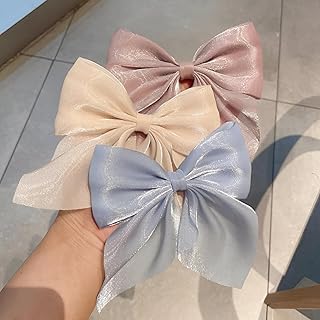 مشبك شعر بتصميم فيونكة أنيقة من الساتان للنساء، اكسسوارات شعر جذابة للحصول على تسريحة جذابة، مجموعة من 3 قطع