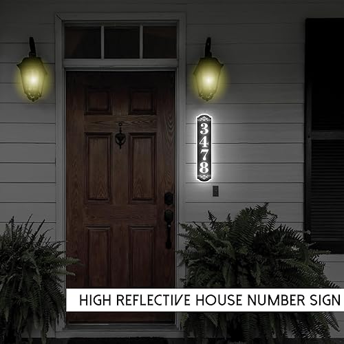 Vista 195 de Placa de dirección de metal personalizada, letreros de números para placa de pared de casa, letrero de dirección de nombre de calle, números de casa