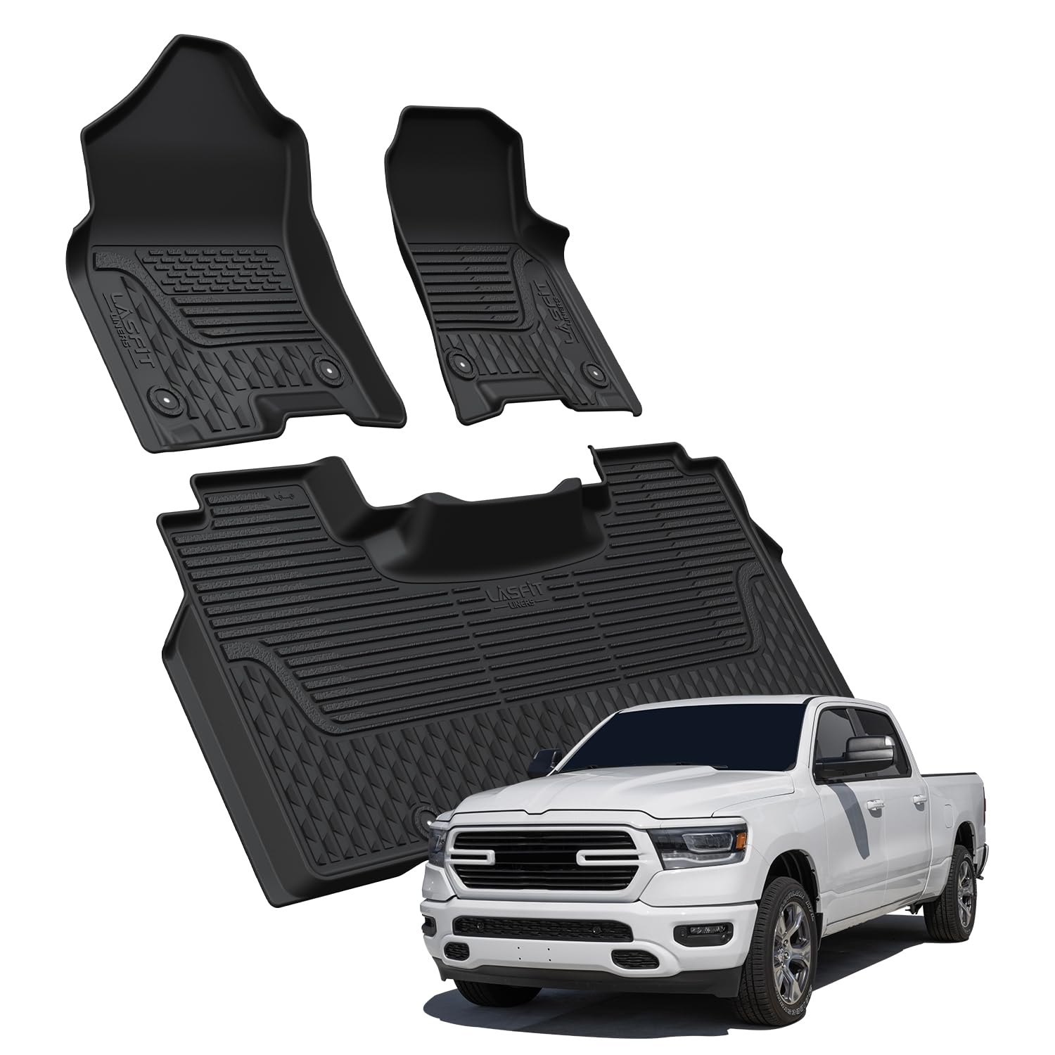 Photo 1 of LASFIT Floor Mats for RAM 1500 Crew Cab 2019-2024 with Under-Seat Storage