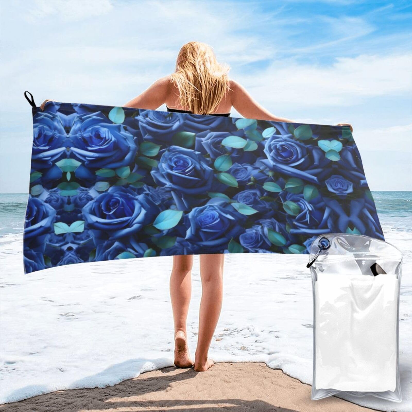 Serviettes de bain roses bleues microfibre pour piscine natation et voyage