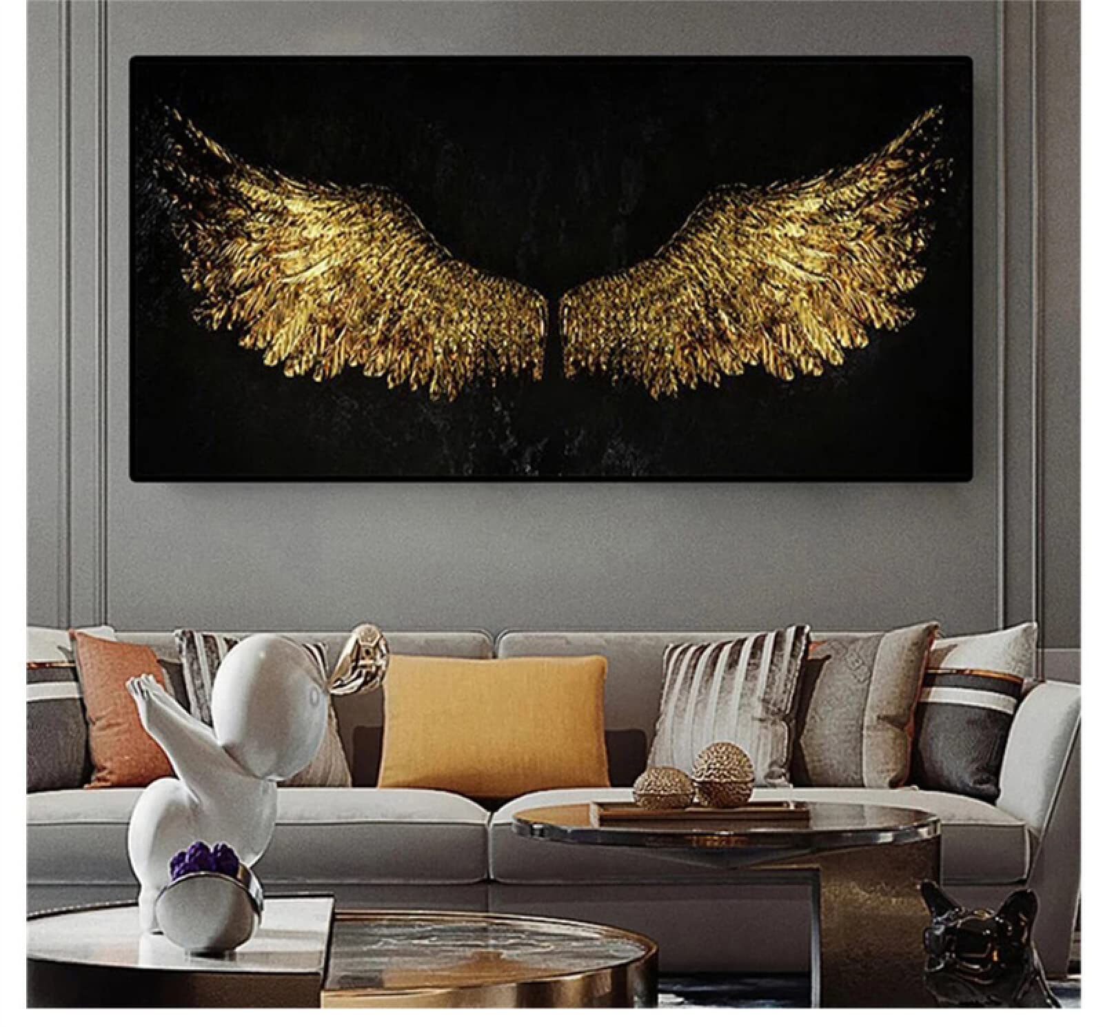 5D Diamant Painting Bilder Groß,DIY Diamond Painting Goldene Engelsflügel,Diamond Painting Set Full für Kinder und Erwachsene, Diamant Malerei für Home Wanddekoration Kunsthandwerk 60x180cm