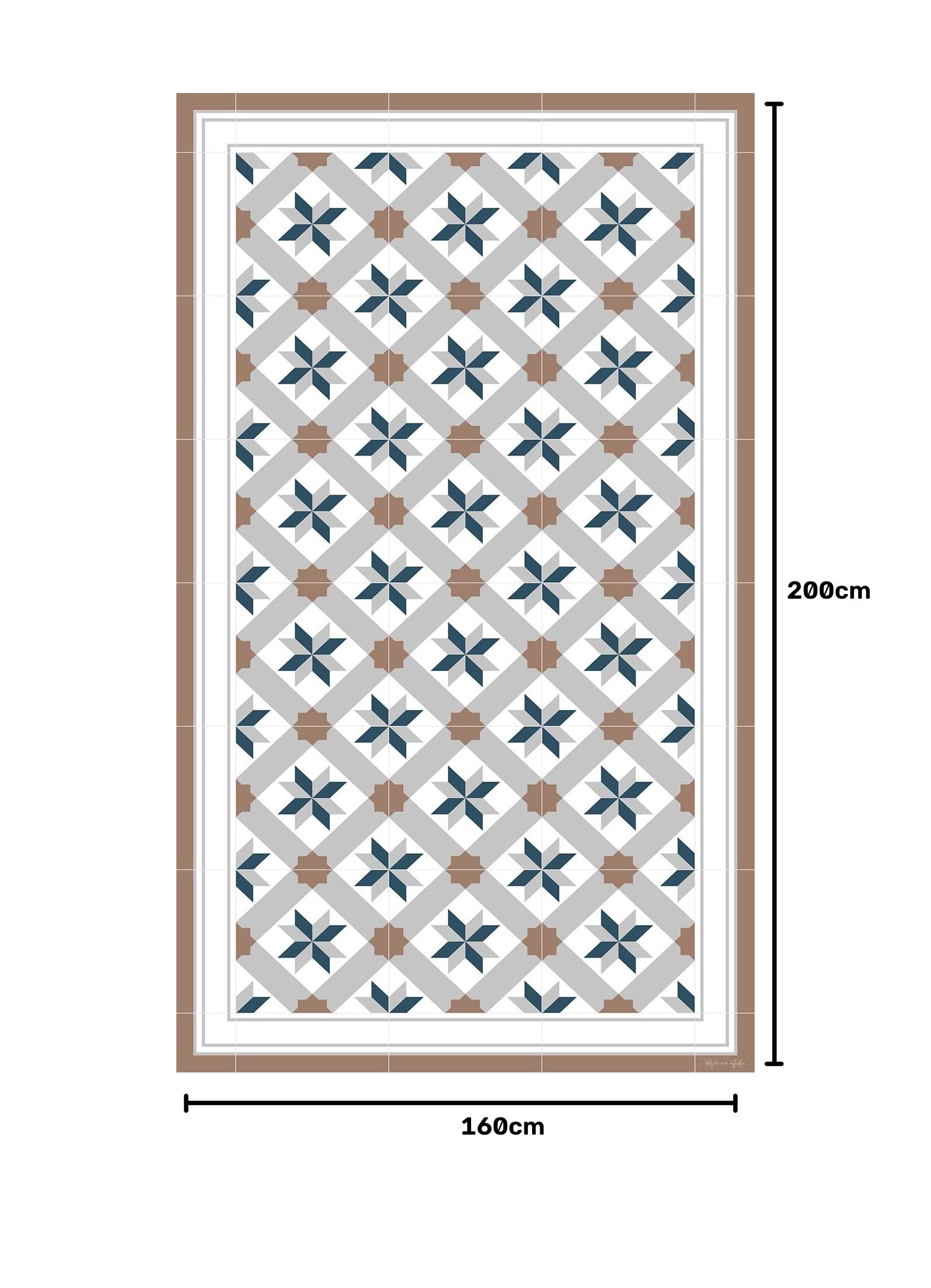 DobleUve Estudio Vinyl Teppich Hydraulik 23 | Braun | 160x200 cm | Waschbarer Rutschfester Küchenläufer | Vinylteppich | Vinylboden | Vinylteppich für Wohnzimmer