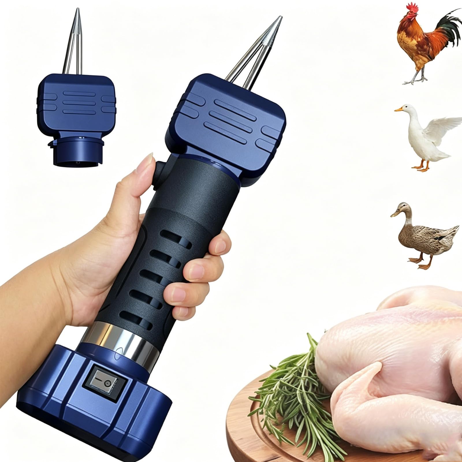 MRKU Electric Handheld Chicken Plucker Machine,10000 RPM Portable Poultry Feather Remover with Replaceable Stainless Steel