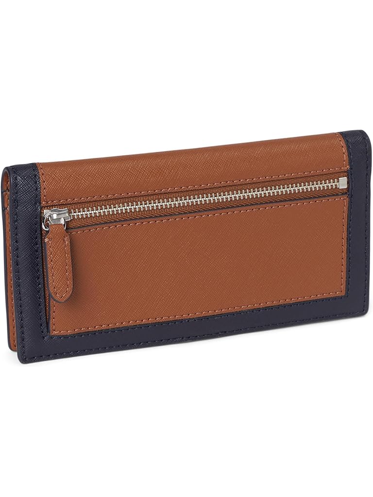 Navy Lauren Ralph Lauren Crosshatch Leather Slim Wallet