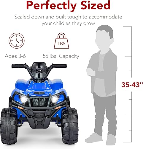 Miniatura 6 de Best Choice Products ATV eléctrico de 12 V para niños, 4 ruedas con audio Bluetooth, velocidad máxima de 2.4 mph, neumáticos con pisadas, faros LED,