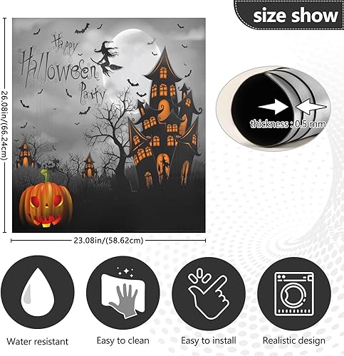 Miniatura 3 de Calcomanías magnéticas para lavavajillas con diseño de castillo espeluznante de Halloween, calabaza, bruja, murciélago negro, cocina, nevera,
