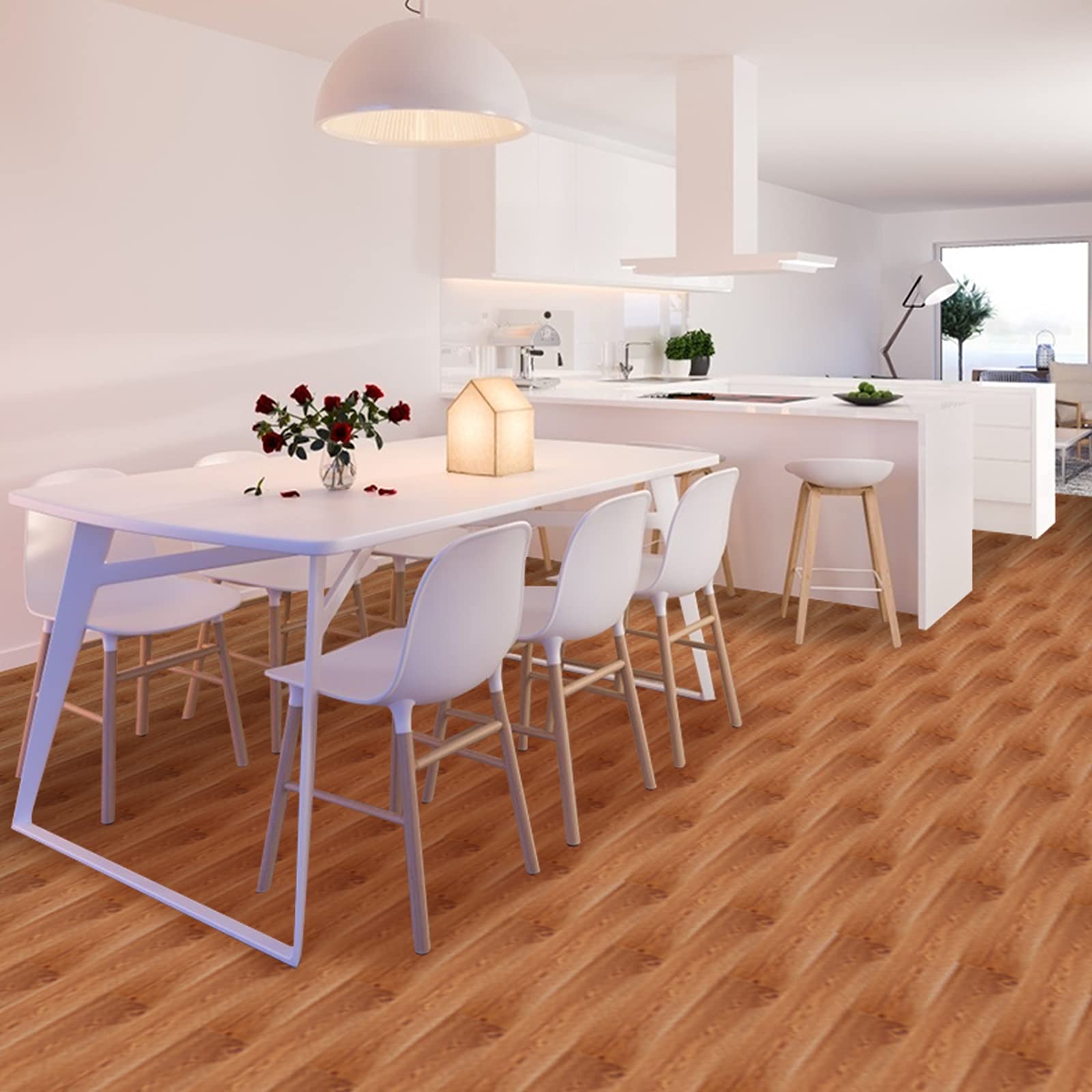 Fiqops Pavimenti in PVC, autoadesivi per pavimenti in vinile, ca. 5 m², antiscivolo, impermeabile, per pavimenti di design (Classic Warm Oak)