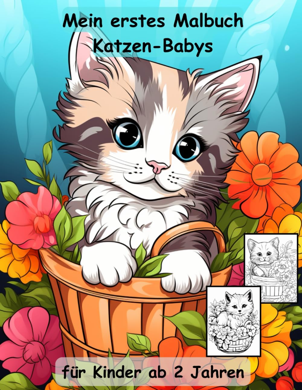 AUSZEIT Katzen-Babys im Blumen-Korb -Malbuch für Erwachsene und Kinder -Entspannung und Stressabbau: ein magisches Ausmalbuch mit 50 ausgewählten ... atemberaubende Motive -Anti-Stress -Blumen