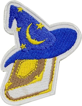 Wizard Hat Patch, Magic Patch, Wizard Book Patch, Movies Patch, Cartoon Patch, Kids Patch Embroidered Iron on Sew on Patch Badge for Clothes etc. 7x7cm