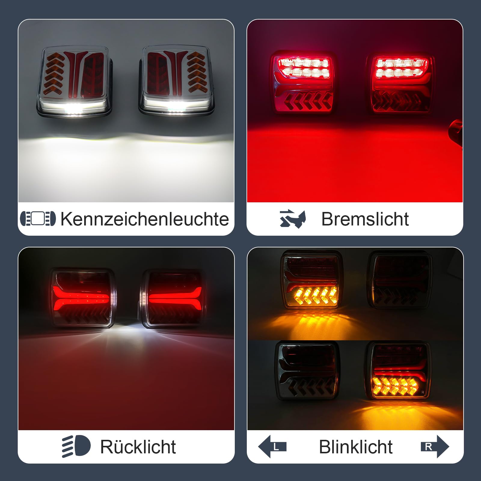 Dinfu kabellose LED Rückleuchten Anhänger mit Magnetfuß 12V-24V | LED anhänger licht Set mit 7 Polig Stecker IP67 Wasserdicht für Pkw Anhänger Lkw Wohnwagen Traktor