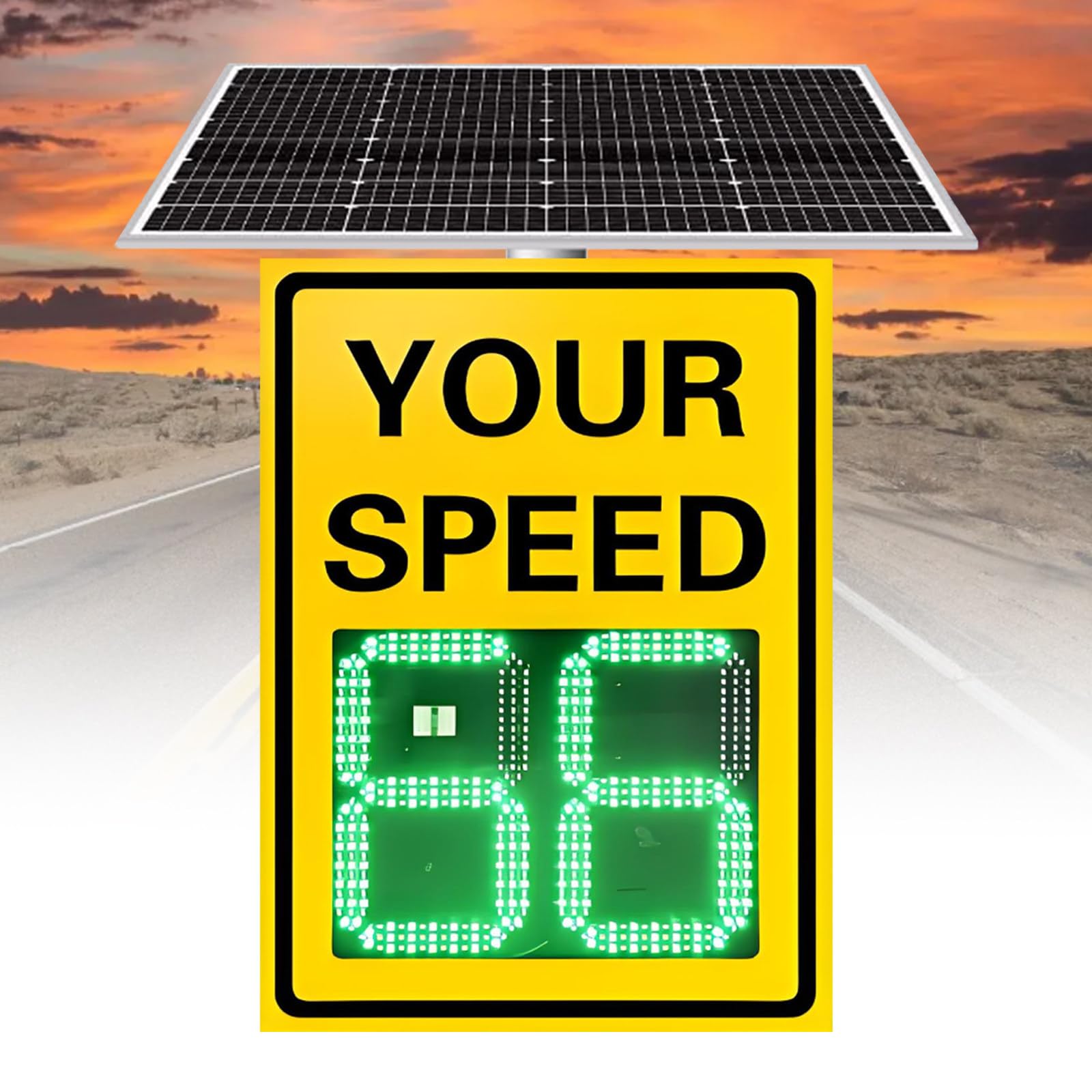 Zasilany energią słoneczną LED znak ograniczenia prędkości, aluminiowy czujnik radarowy, 20 x 27 lub 24 x 35, monitorowanie ruchu w czasie rzeczywistym w każdej pogodzie do kontroli ruchu