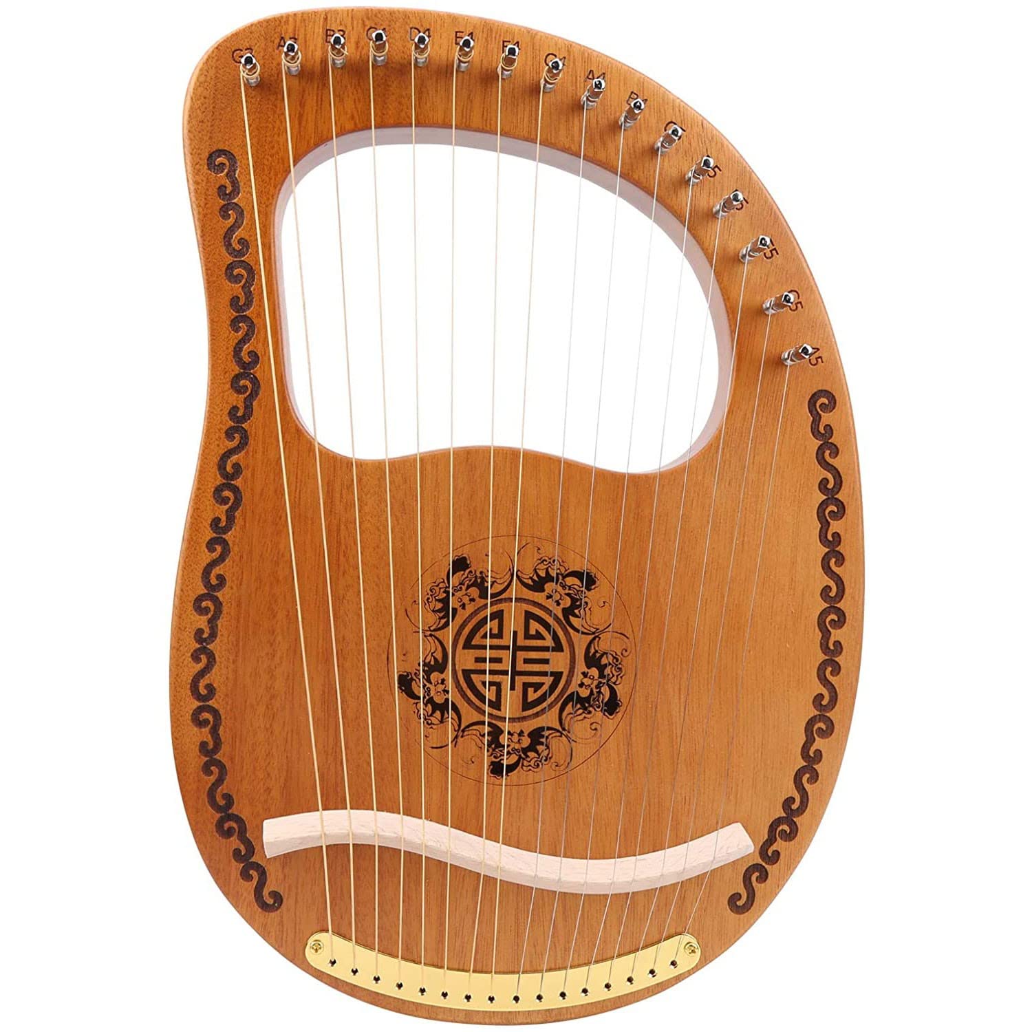 Lira Strumento Musicale，Arpa Piccola Portatile ，16 Corde Stringhe Di Metallo Lyre Harp In Di Mogano ，Per Gli Amanti Della Musica Principianti Bambini Adulti