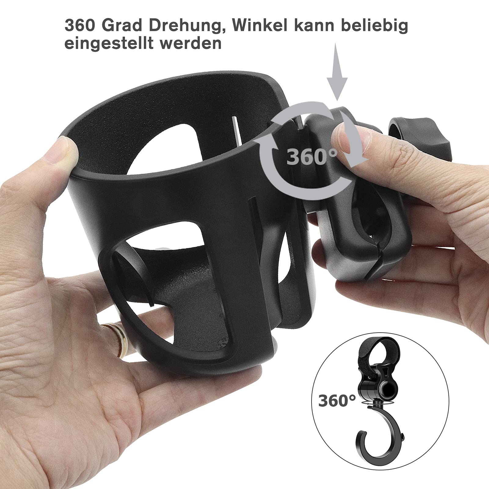 Uikios Getränkehalter Für Kinderwagen - 360° Drehbar Mit Handyhalterung