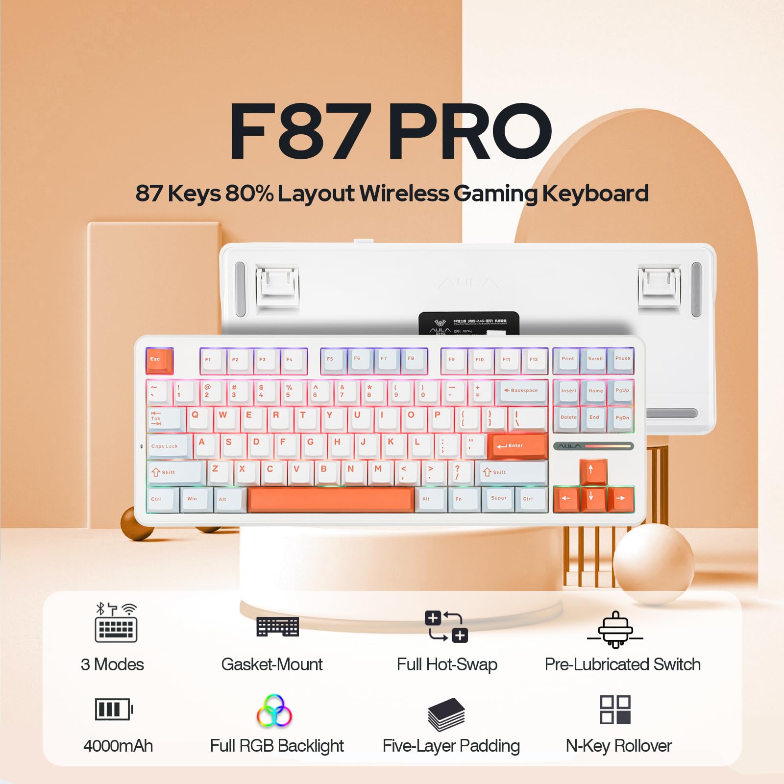 Amazon | EPOMAKER x Aula F87 Pro ワイヤレス ガスケット