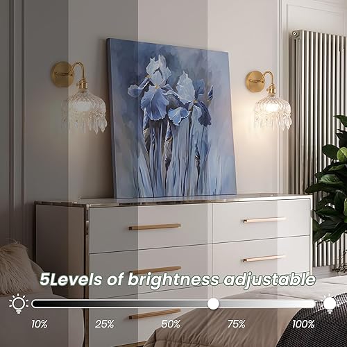 Miniatura 5 de Apliques de pared inalámbricos vintage que funcionan con pilas, luces de pared de latón antiguo con batería recargable, lámpara de pasillo de lujo