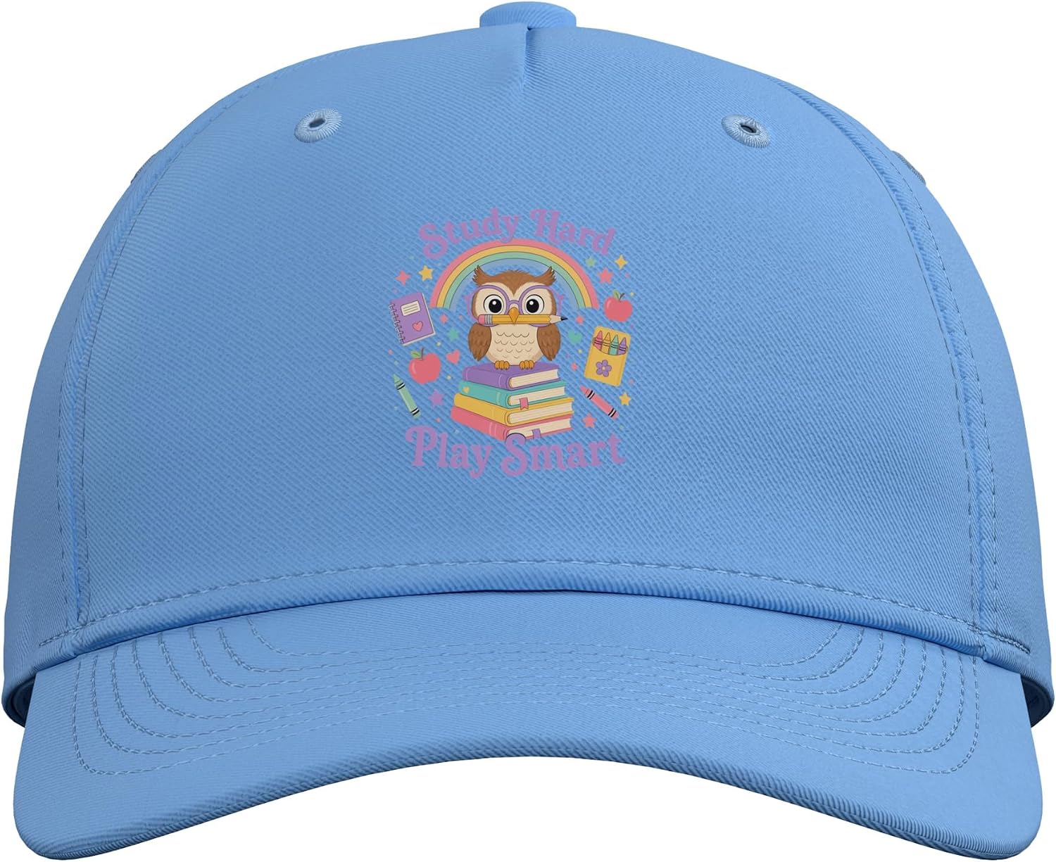 Study Hard Play Smart Owl Back to School Student Adjustable Baseball Hat image 2