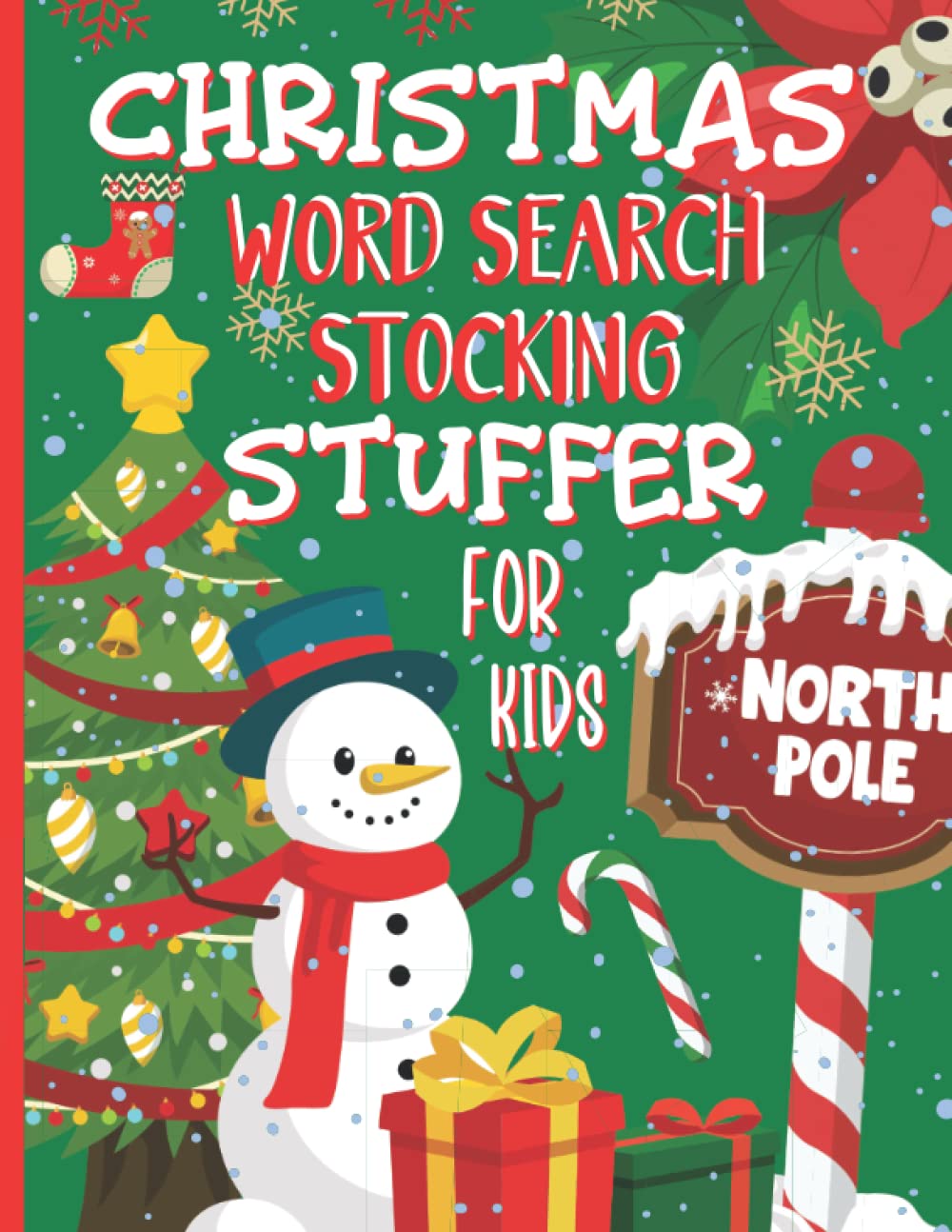 Christmas Word Search Stocking Stuffer For Kids: Big 8.5" x 11" Pages Plus 5 Bonus Images with Drawing Guide