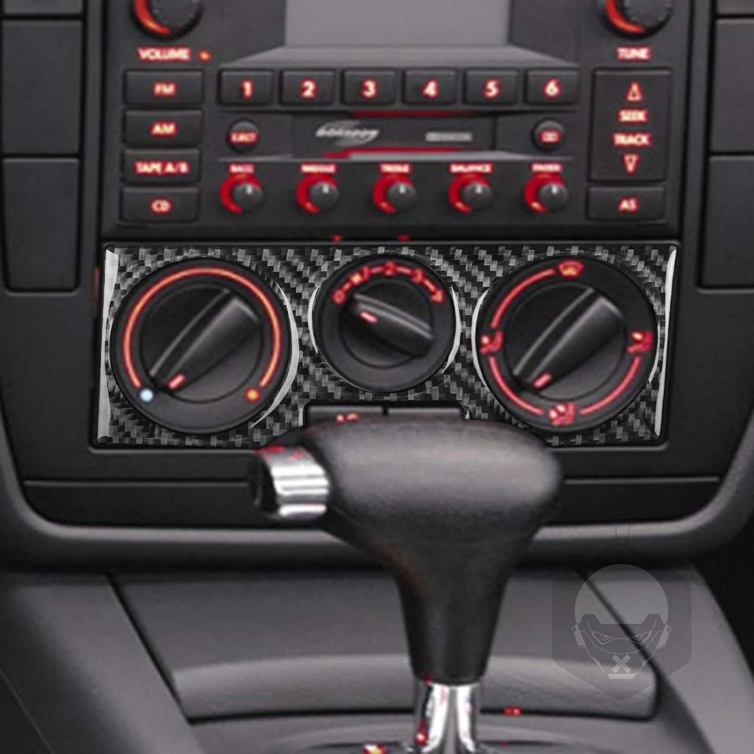 Real Premium Carbon Fiber Car Central AC Control Panel Air Conditioner Rotary Switch Frame Soft Sticker Compatible with Passat B5 2001 2002 2003 2004 2005 Auto Interior Black Accessories 1pc