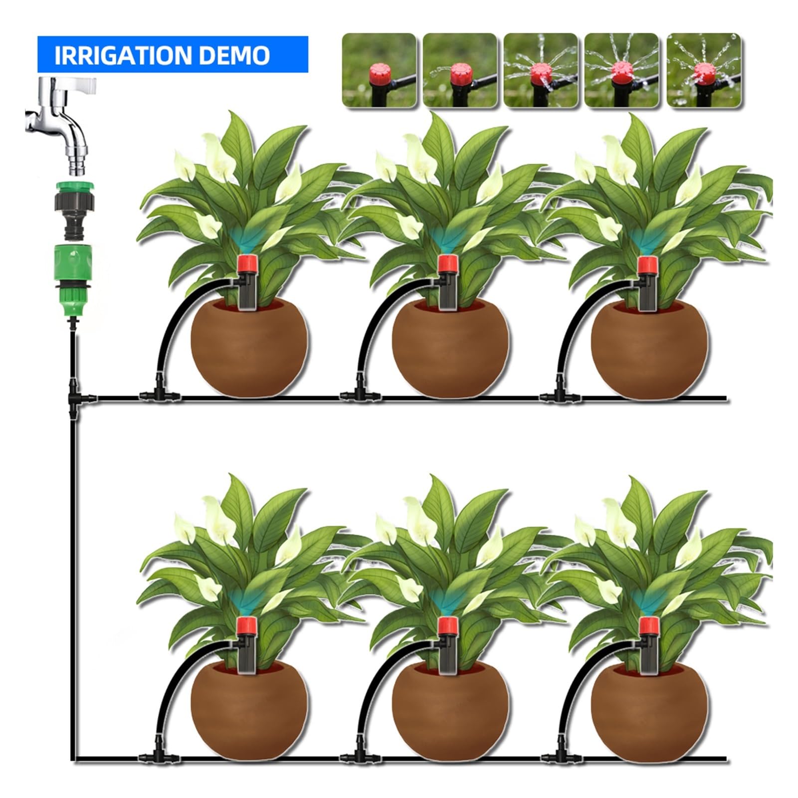 4/7mm 5M-60M Schlauch Tropf Bewässerung System Pflanzen Bewässerung Set 360 Grad Einstellbare Tropfer for Bewässerung Garten Bewässerung System Lucky (Color : 35M KIT)