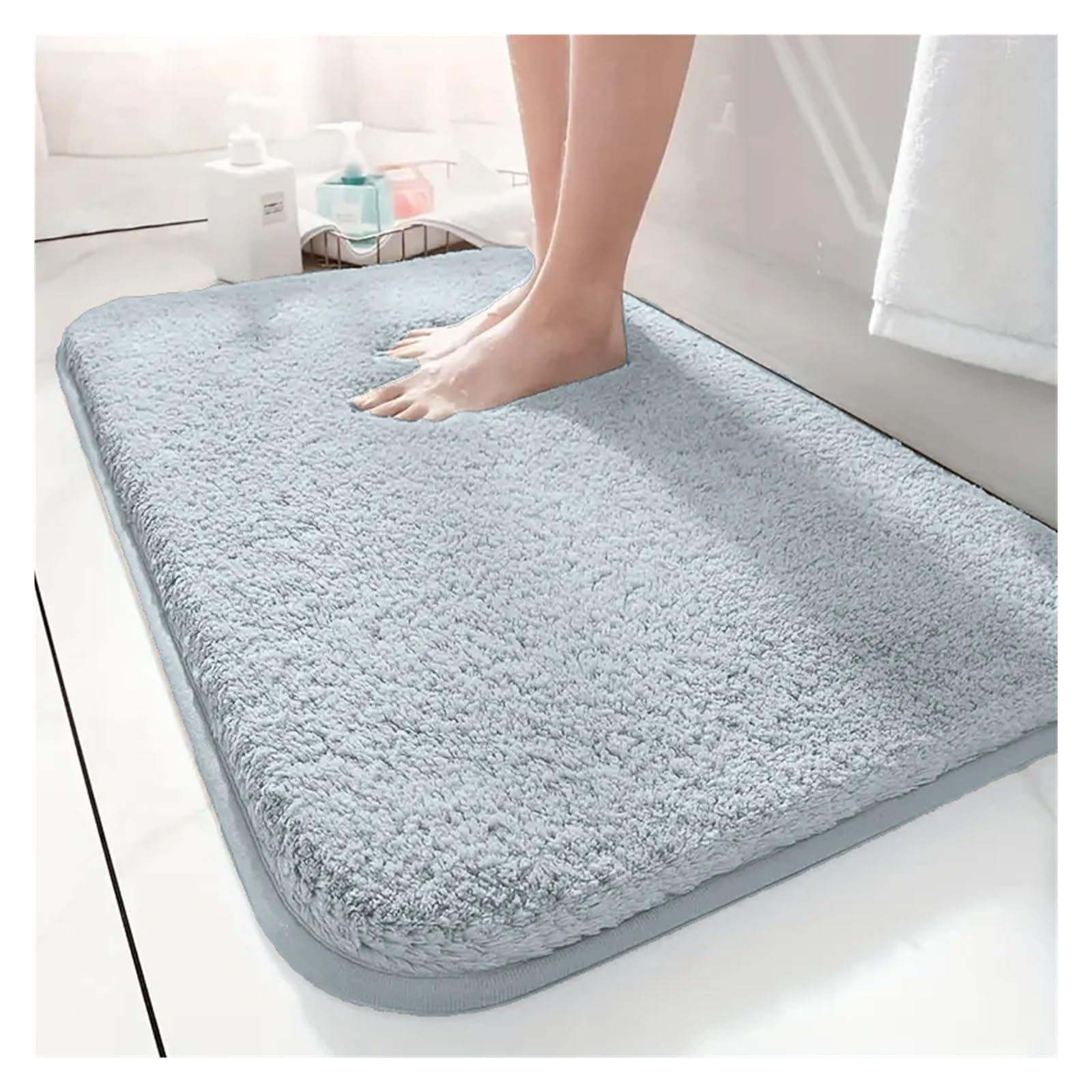 Alfombrilla De BañO Alfombrilla de baño antideslizante con absorción de agua, alfombra de baño gruesa, alfombra de pelo largo, alfombrilla de inodoro lavable a máquina Alfombra De BañO Antideslizante(