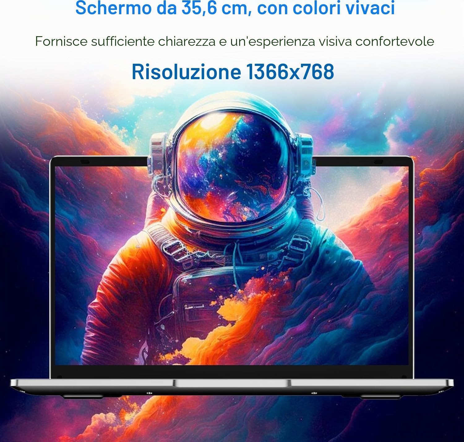 Notebook Portatile 14,1” | Celeron N4000 Dual-Core, 6GB RAM, 128GB SSD, 1366 X 768 UHD, Design Senza Ventola, Wi-Fi & Bluetooth, Mouse Incluso
