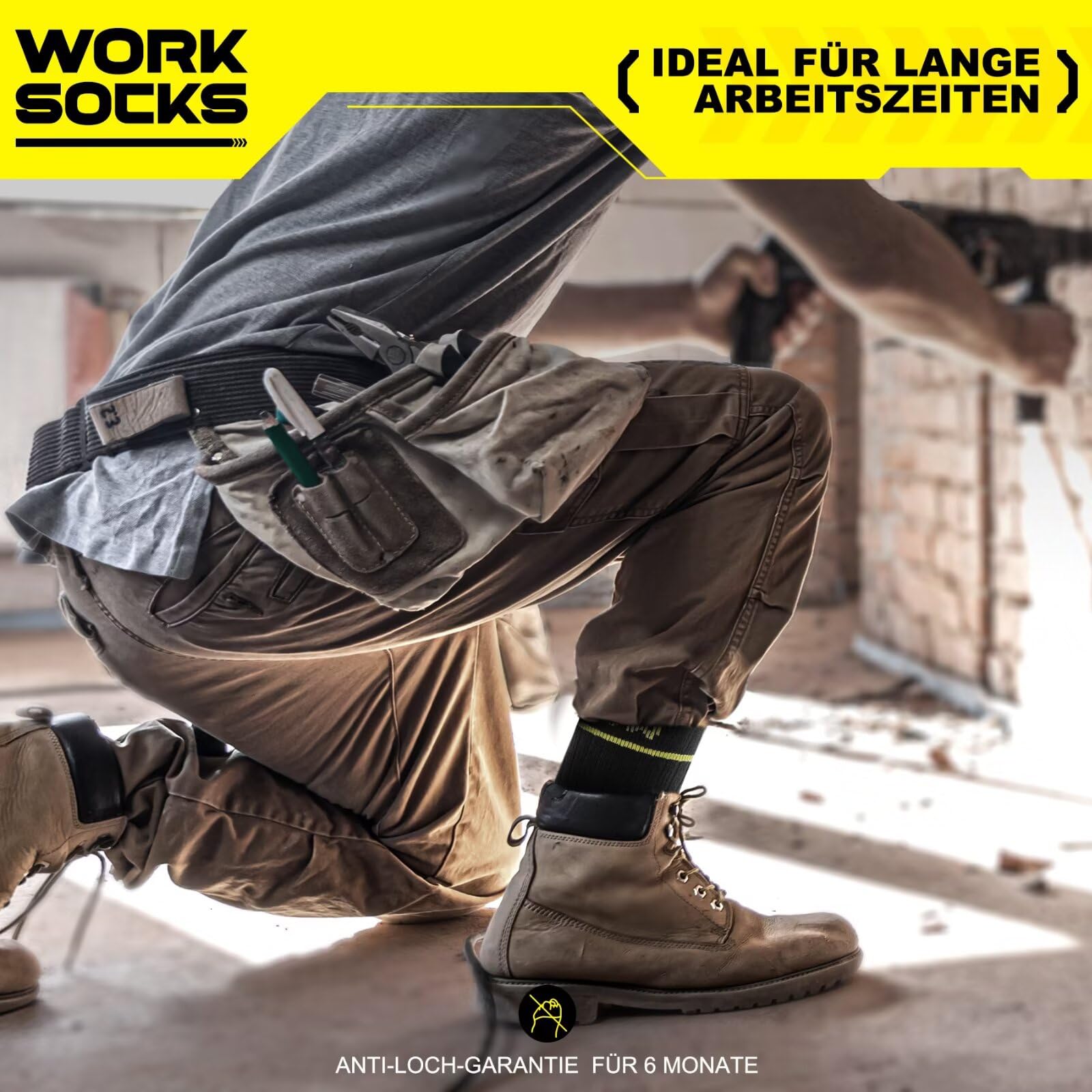 FALARY 10 Paia Calze da Lavoro Uomo WORK Cotone Calzini Uomo Lunghi Rinforzati Spugna