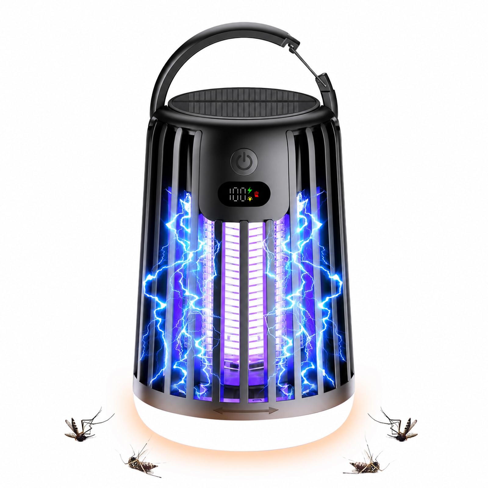 Kinberry Solar Electric Fly Zapper Outdoor, 3-in-1 Bug Zapper Outdoor with Solar + Type-C Charging, IPX4 Waterproof Electric Fly Killer, for Garden, Patio, Camping