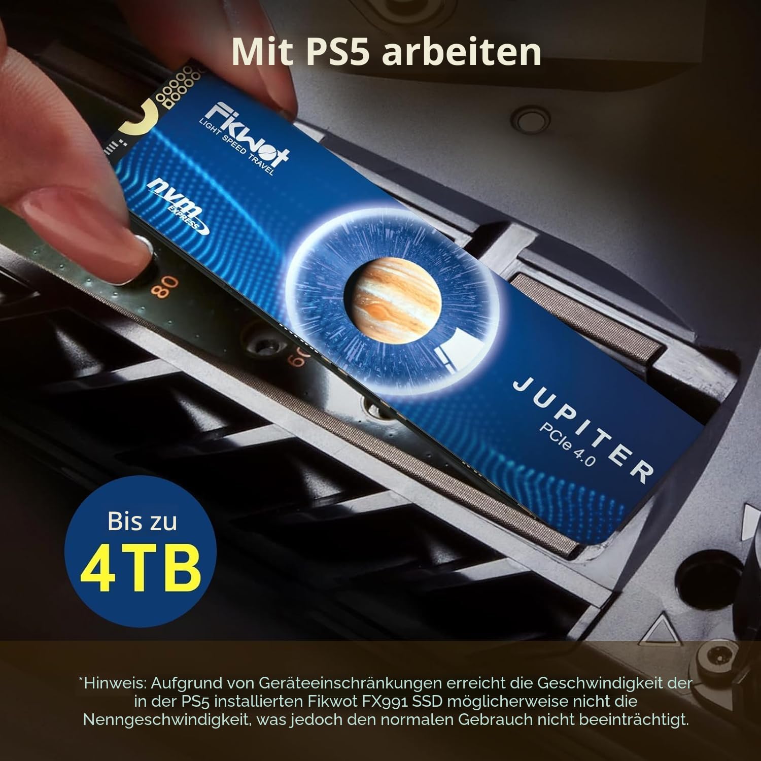 Fikwot FX991 M.2 SSD, 500GB NVMe SSD M.2, PCIe Gen4, Bis zu 6300MB/s Lesen, Interne SSD für PS5 Gaming und Laptop