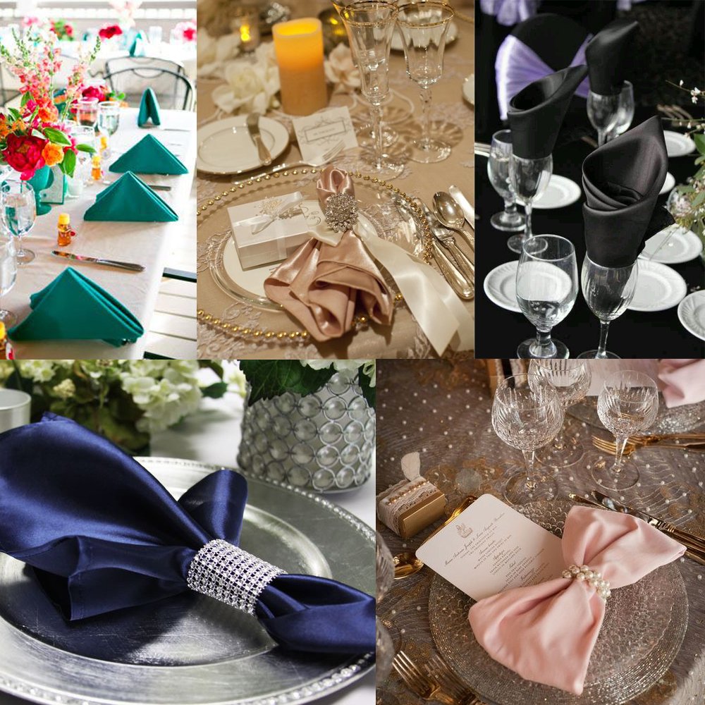 Stoffservietten,Servietten Stoff 50 stücke Servietten Hochzeit Dekoration Tuch Quadrat Satin Stoff Taschentuch Serviette Party Hause Liefert Abendessen Tisch Dekoration 30cm(Fuchsia)
