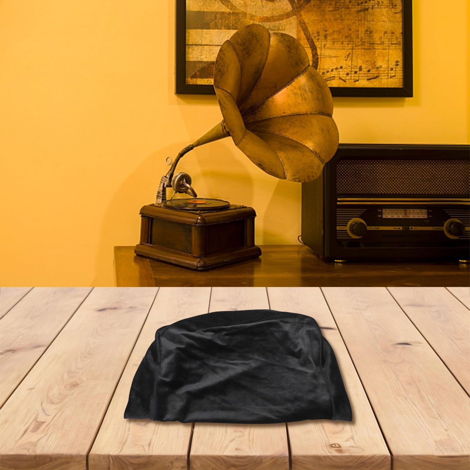 Housse de protection sur mesure pour tourne-disque AT-LP120XUSB, étui de protection en vinyle élasthanne en peluche courte, bouclier anti-poussière noir