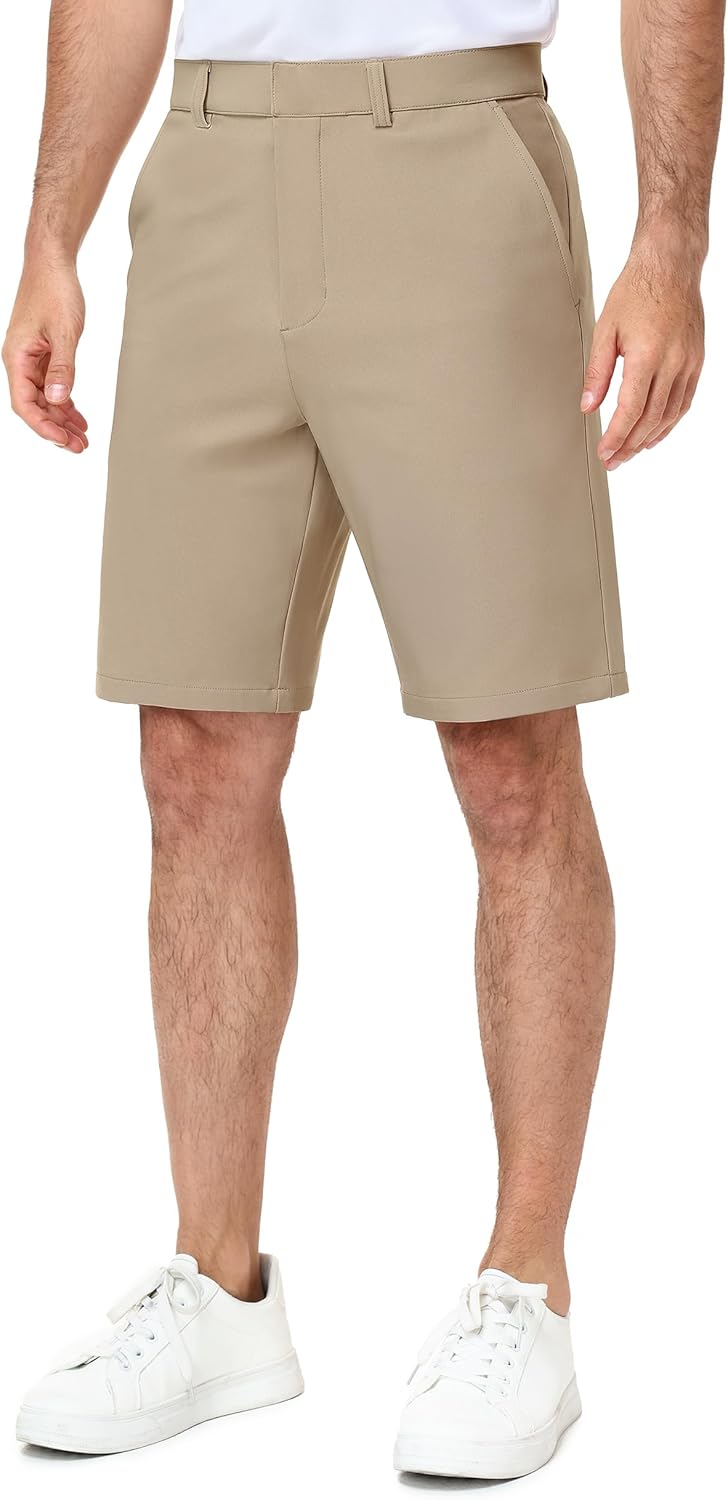MIER Men's Golf Shorts 7" / 9" - Stretch Lightweight Work Dress Flat Front Shorts with 4 Pockets for Casual Travel Hiking