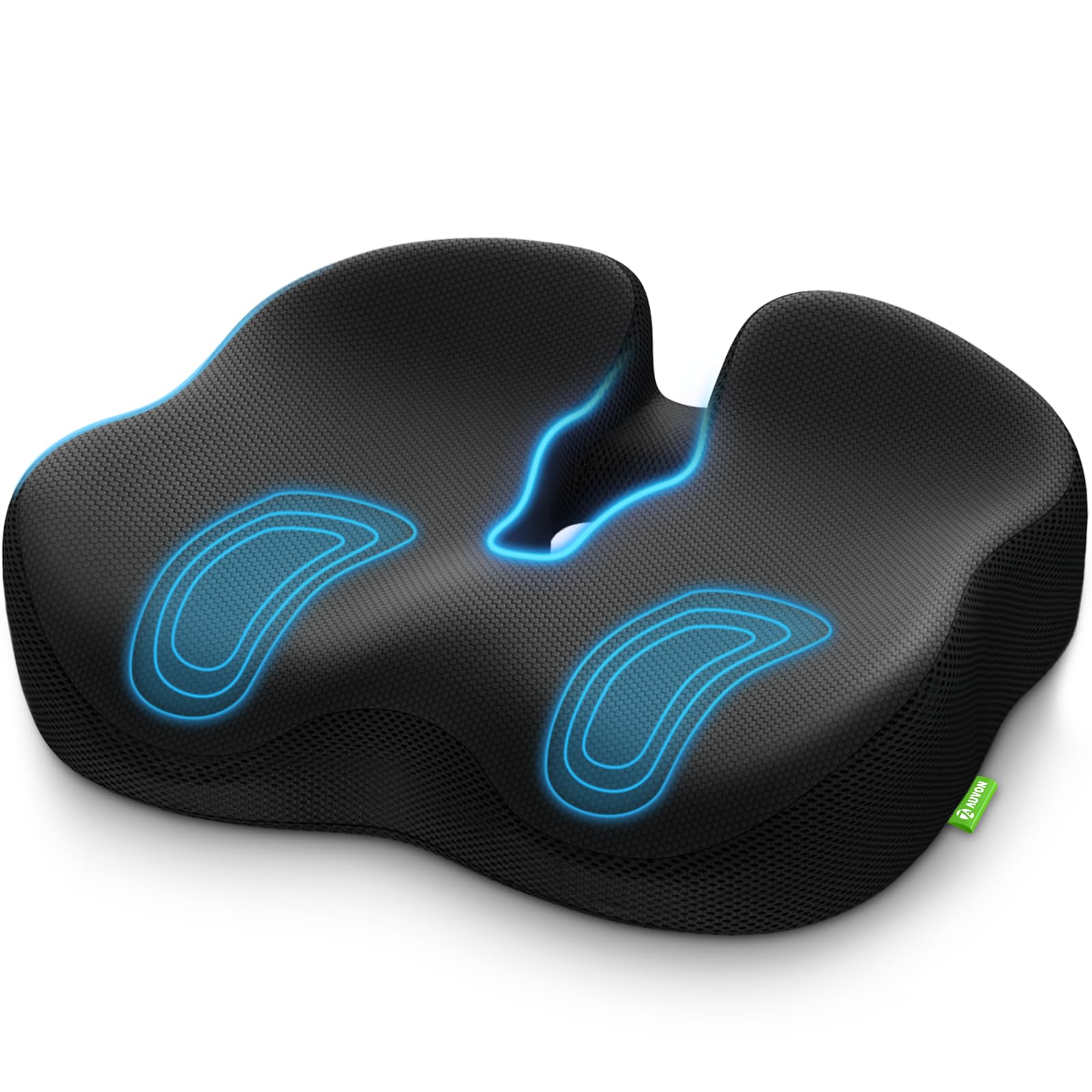 AUVON Sitzkissen Orthopädisch für Bürostuhl & Auto, Hämorrhoiden Sitzring Ergonomisch - Dickes Memory Foam Feste Stütze zur Steißbeinentlastung & Schmerzlinderung, Sitzkomfort & Durchblutung Förderung