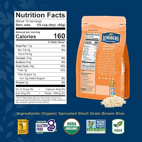 Lundberg Family Farms Sprouted Short Brown Rice, 1 Pound