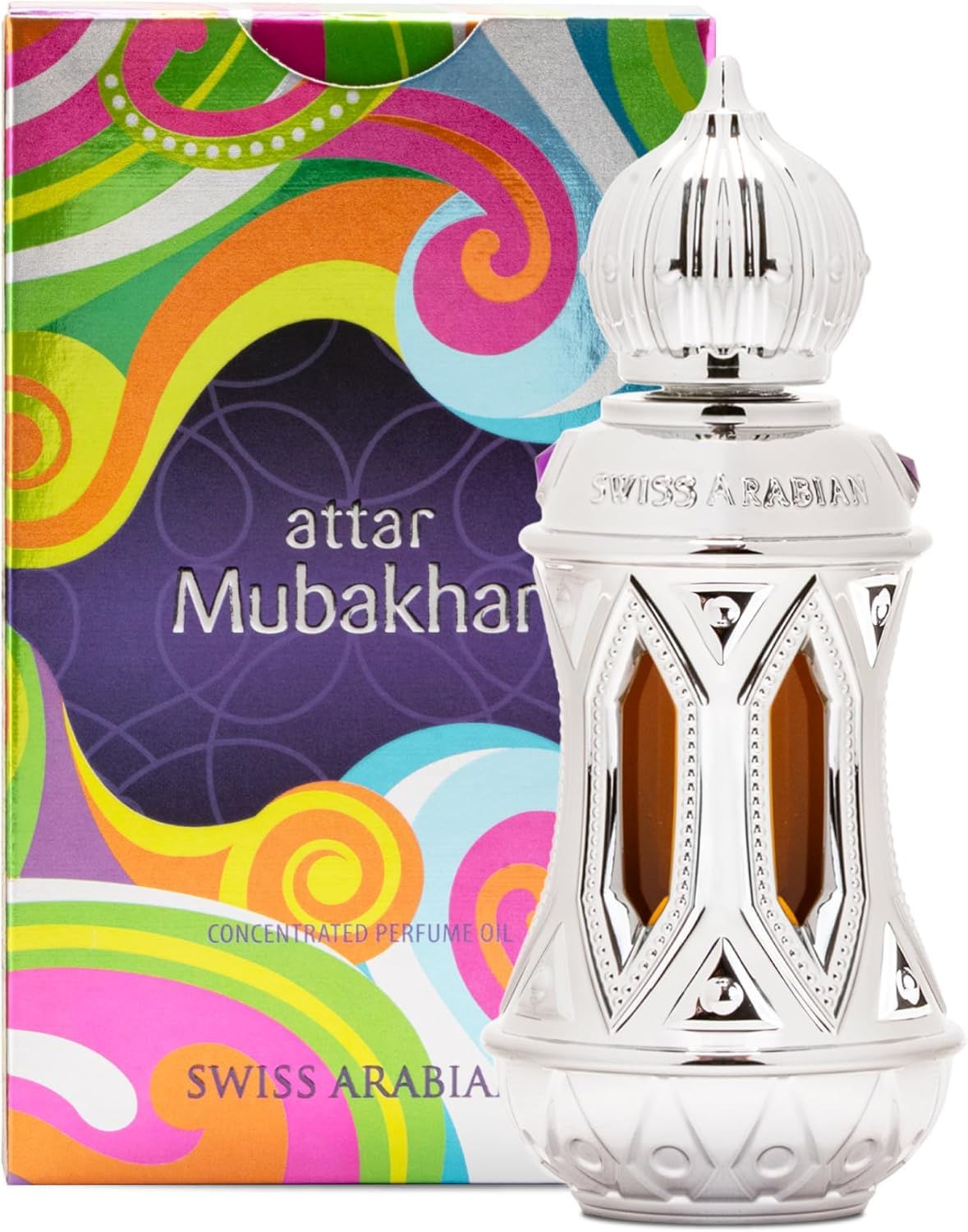Swiss Arabian Attar Mubakhar Concentrated Perfume Oil, 20ml, Premium Quality Perfume Oil, Men and Women’s Fragrance, Leather, Gourmand, Woody, Luxurious Blend Perfumes for Men and Women