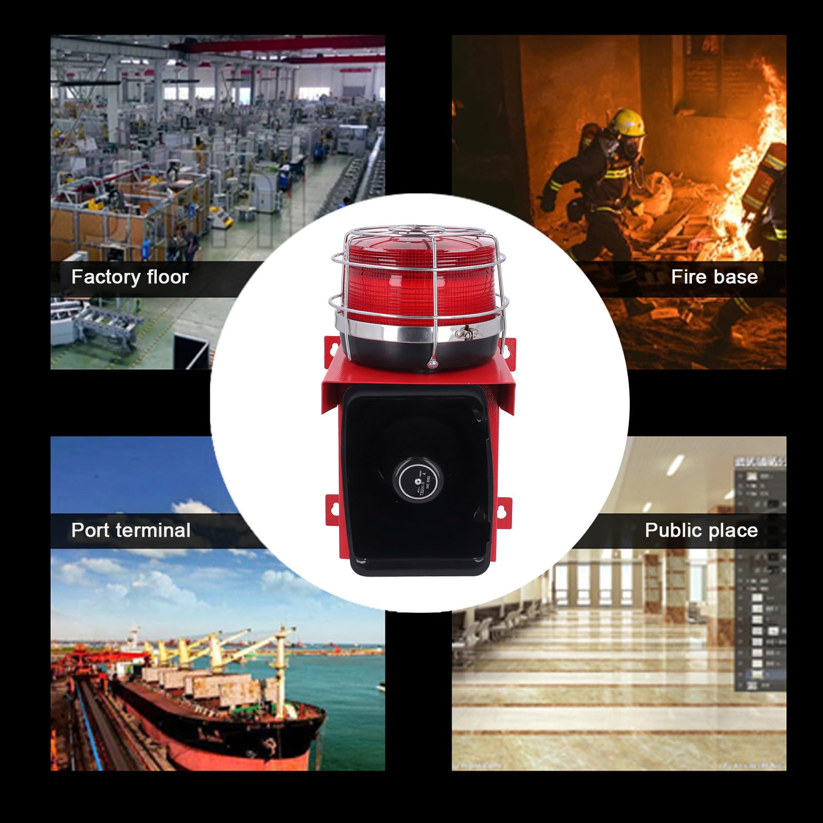 Industrie-Alarmsirene, 120 DB, 100 W, Horn, Stroboskop, Lautes Blinken, Alarmsirene, Wasserdicht, Außensirene, Sicherheitsalarmhorn, Innenwarnsirene für die Ha