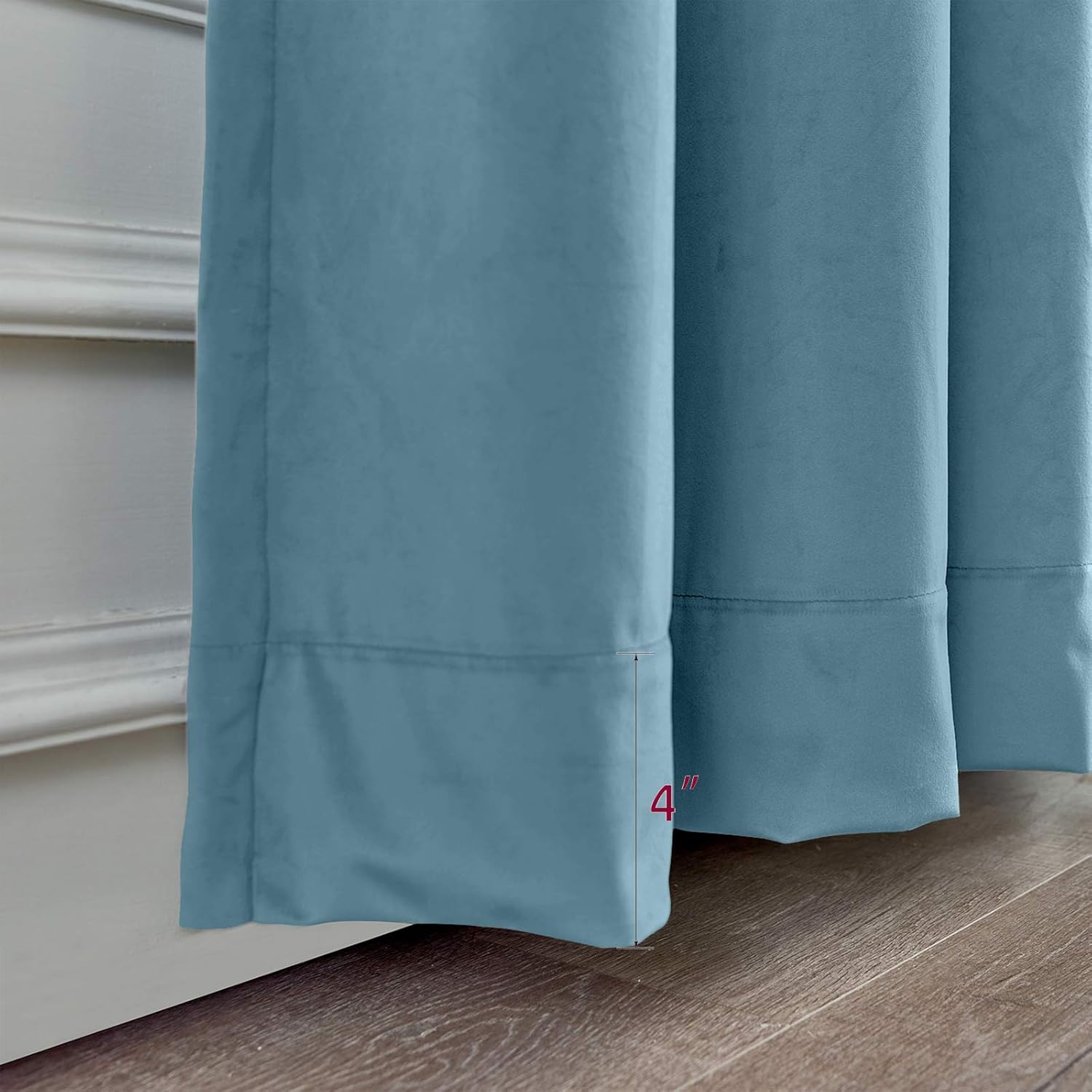 ChadMade 106 Wide x 240 Long Inches Velvet Curtain Grommet Top Extra Long Drape High Ceiling Drapery for Loft Living Room Home Movie Theater Stage Auditorium, Sky Blue (1 Panel), Leon Collection