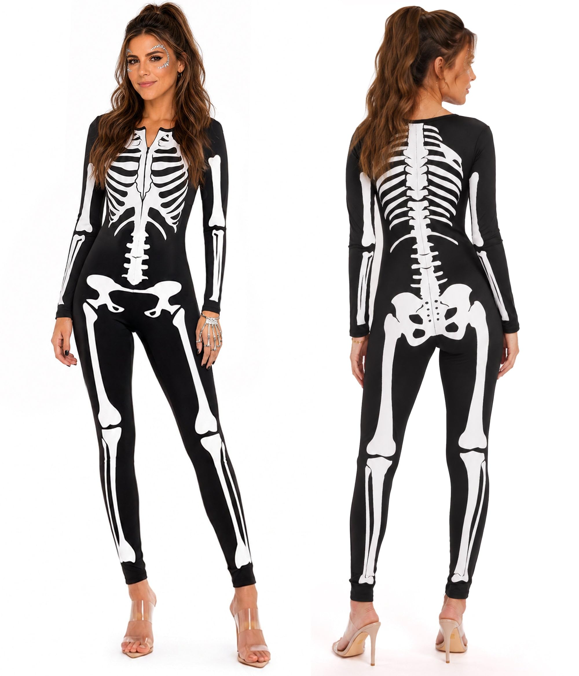 Tipsy Elves Sexy Halloween Skeleton Bodysuit for Women - One Piece Costume